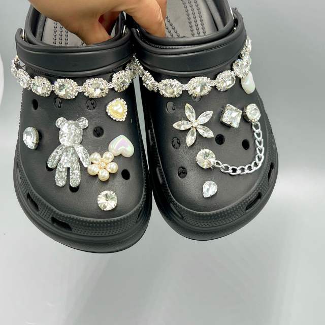Luxury DIY shiny bear shoes accessory for cross