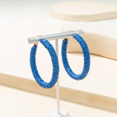 Holiday tredn blue color straw earrings