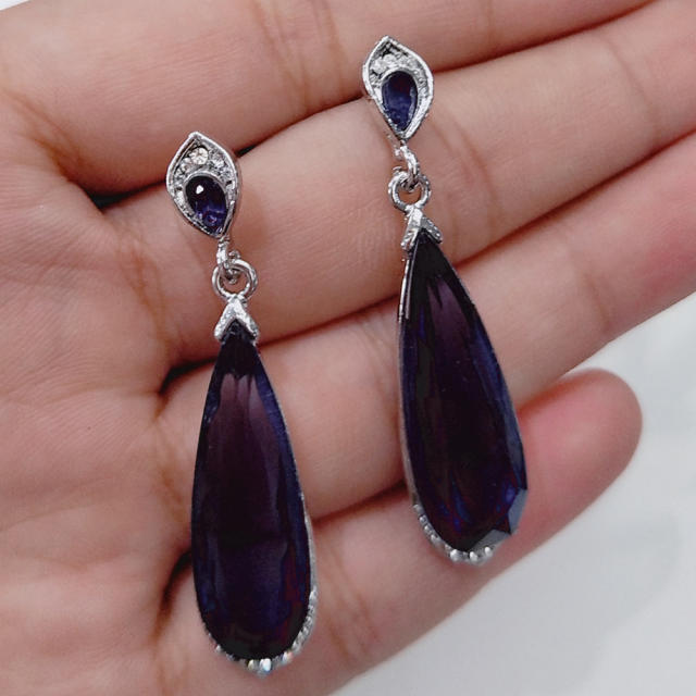 Vintage sapphire cubic zircon drop earrings