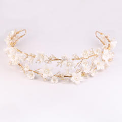 Amazon two layer ceramics flower wedding headband