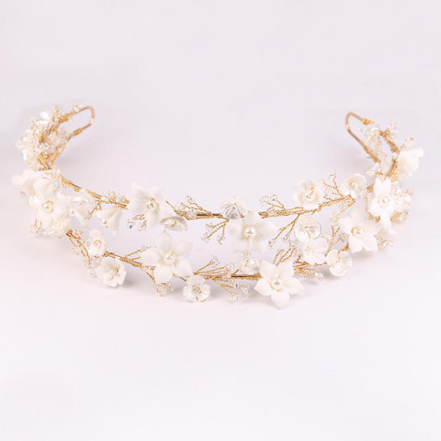 Amazon two layer ceramics flower wedding headband