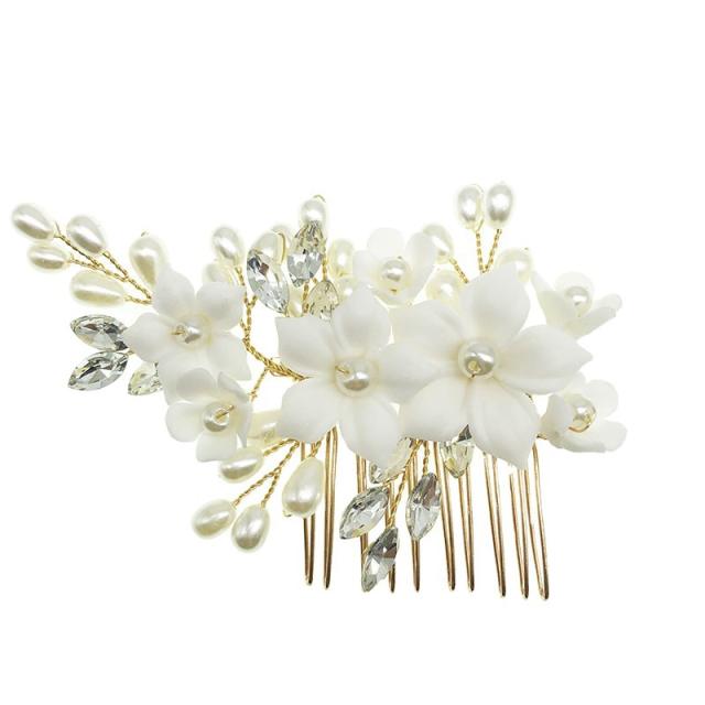 Occident fashion faux pearl ceramics flower wedding hair combs