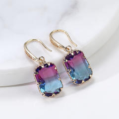 Super shiny rose red cubic zircon copper earrings