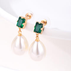 Chic pearl drop copper earrings