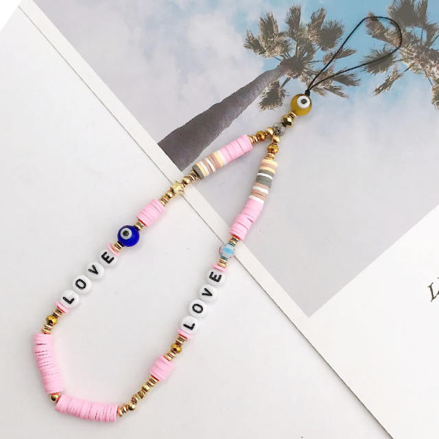 Boho evil eye series bead short phone chain