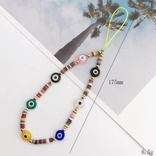 Boho evil eye series bead short phone chain