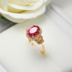 Elegant gold color ruby statement copper rings