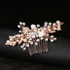Handmade gold leaf pearl flower wedding hair combs