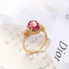 Elegant gold color ruby statement copper rings