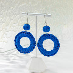 Holiday tredn blue color straw earrings
