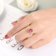 Elegant gold color ruby statement copper rings