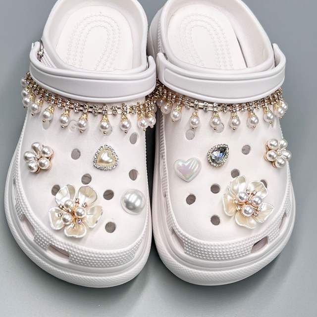 DIY diamond chain flower shoes accessory for cross