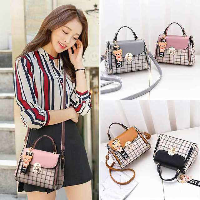 Korean fashion classic plaid pattern handbag