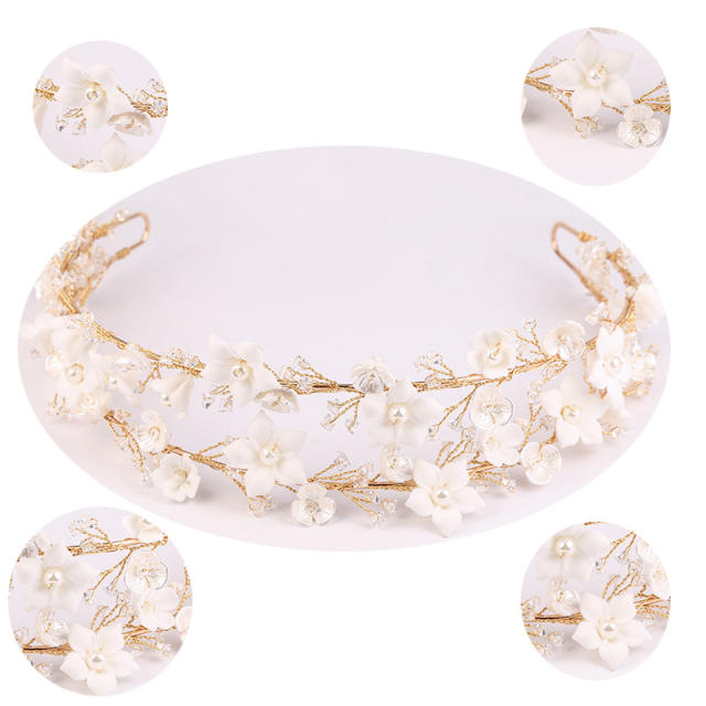 Amazon two layer ceramics flower wedding headband