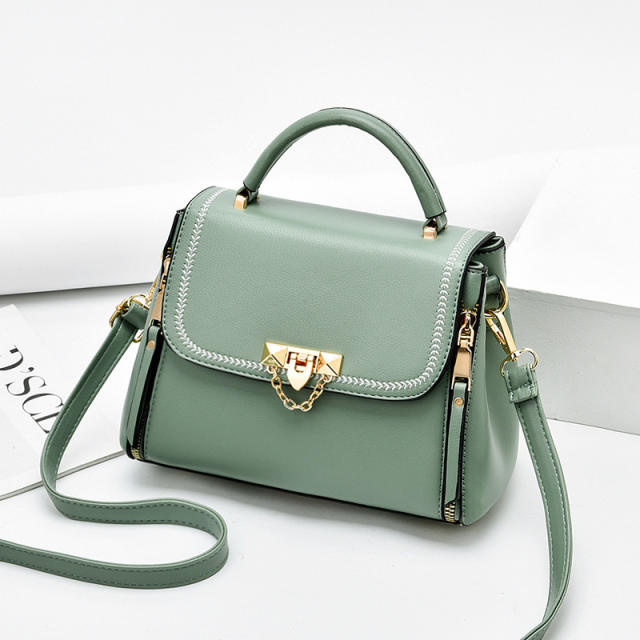 Chic design plain color PU leather handbag