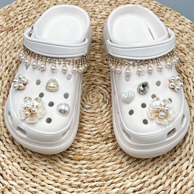 DIY diamond chain flower shoes accessory for cross