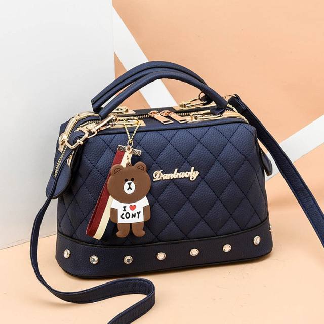 Eleagnt qulited plain color large capacity handbag