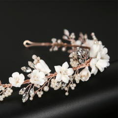 White color ceramics flower handmade wedding headband