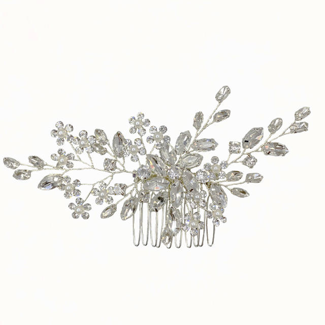 Delicate crystal beads handmade wedding hair combs