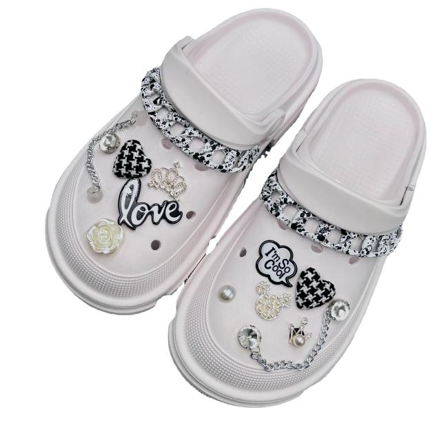DIY black color flower love letter shoes accessory for cross