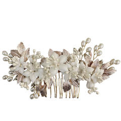 Hot sale metal leaf ceramics flower wedding hair combs