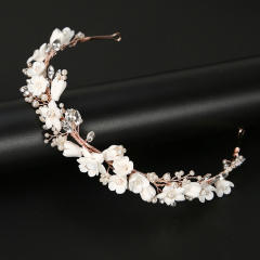 White color ceramics flower handmade wedding headband