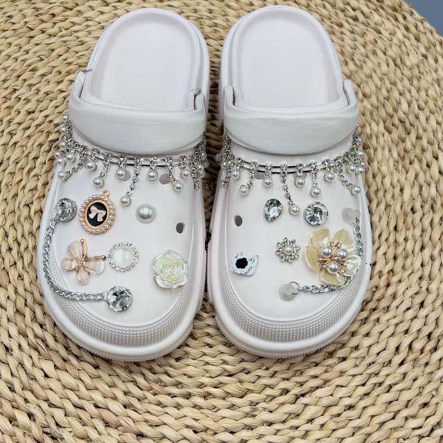 Luxury rhinestone pearl diy shoes accessory for cross