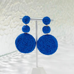 Holiday tredn blue color straw earrings