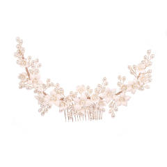 Delicate crystal beads ceramics flower wedding hair combs
