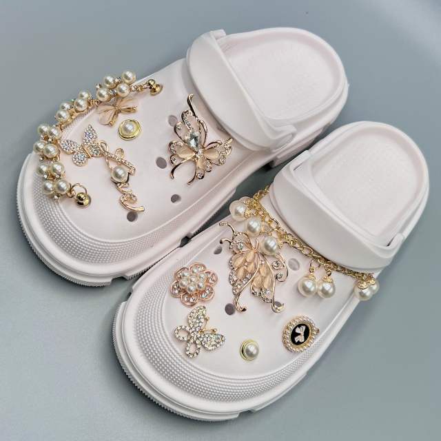 DIY pearl butterfly shoes accessory for cross