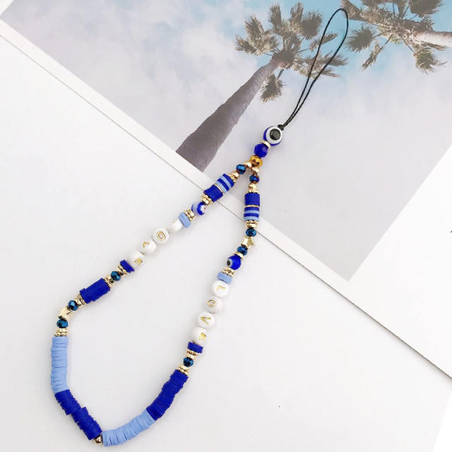 Boho evil eye series bead short phone chain