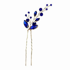 Blue color crystal beads wedding hair combs set