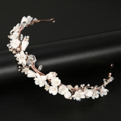 White color ceramics flower handmade wedding headband