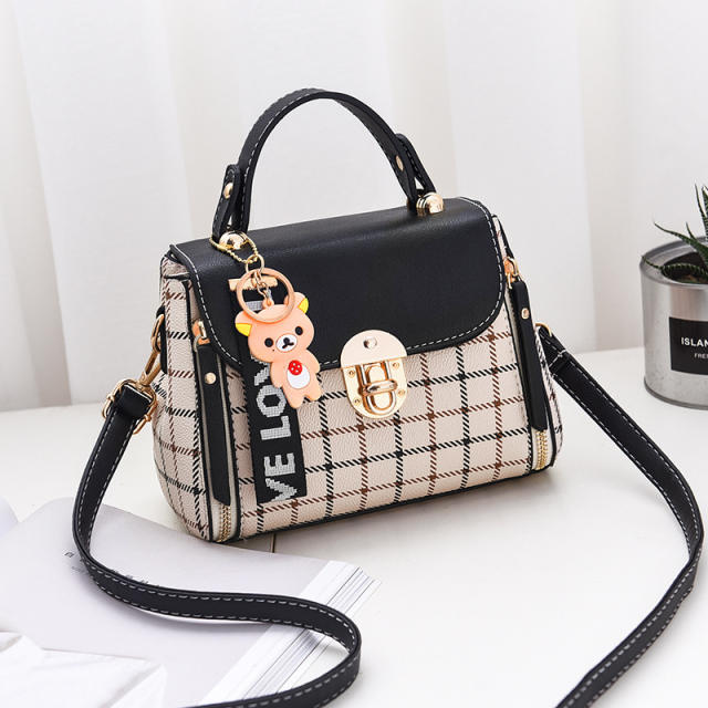 Korean fashion classic plaid pattern handbag