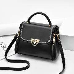 Chic design plain color PU leather handbag