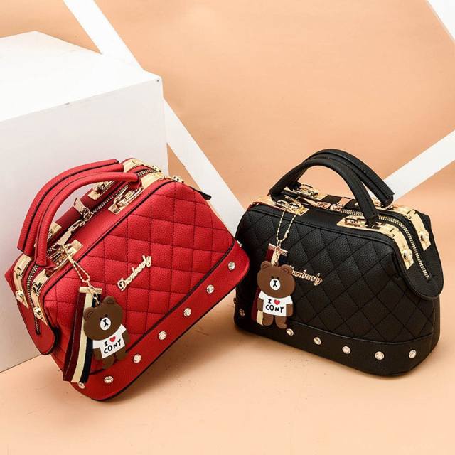Eleagnt qulited plain color large capacity handbag