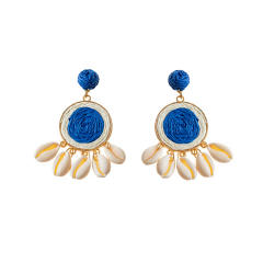 Holiday tredn blue color straw earrings