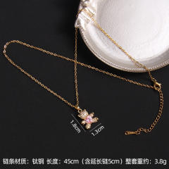 Ins trend cubic zircon heart diamond bear copper pendant necklace
