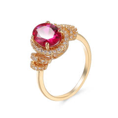 Elegant gold color ruby statement copper rings