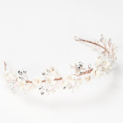 White color ceramics flower handmade wedding headband