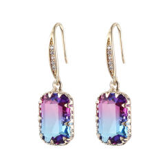 Super shiny rose red cubic zircon copper earrings