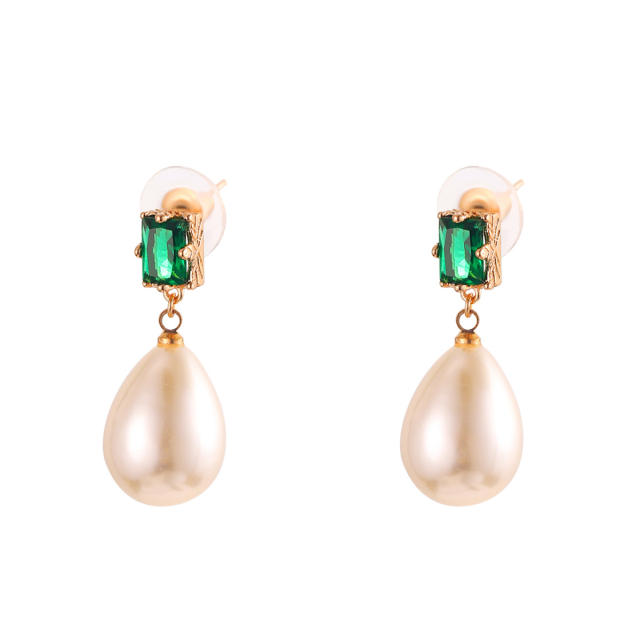 Chic pearl drop copper earrings