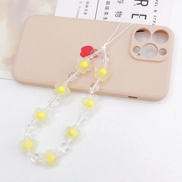 Acrylic flower bead short phone chain