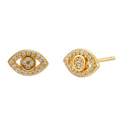 925 needle cubic zircon evil eye copper studs earrings