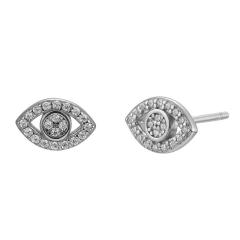 925 needle cubic zircon evil eye copper studs earrings