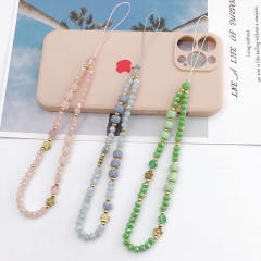Colorful crystal beads short phone chain