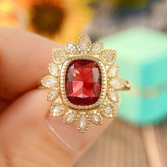 INS creative ruby cubic zircon copper rings
