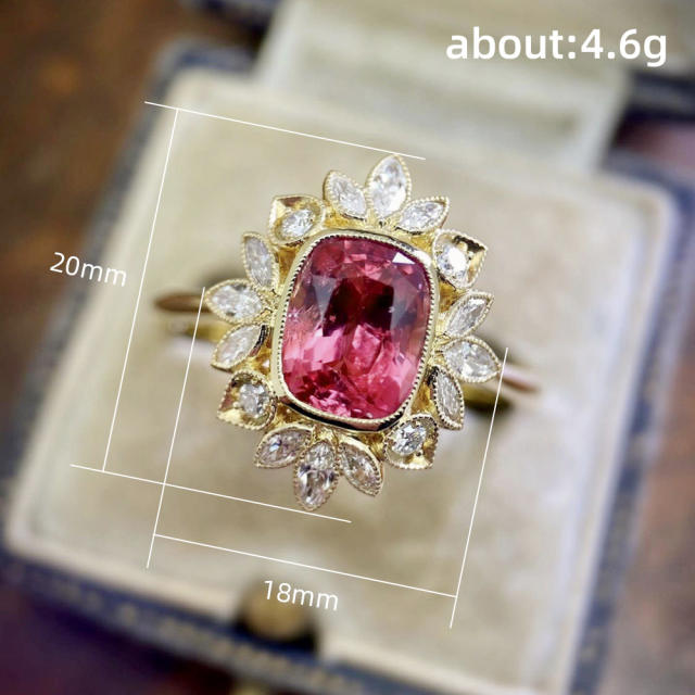 INS creative ruby cubic zircon copper rings