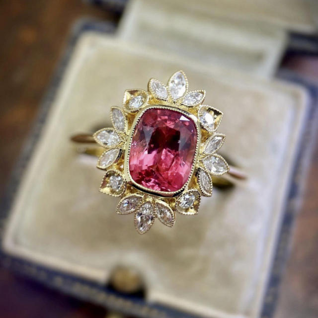 INS creative ruby cubic zircon copper rings