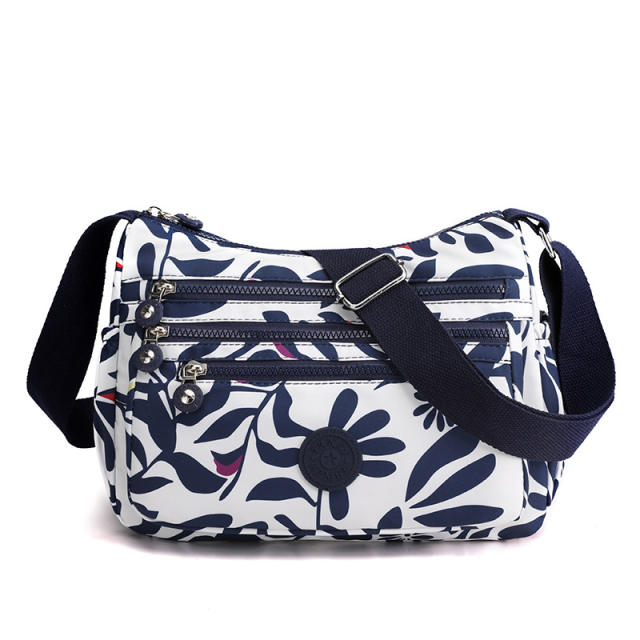 Large capacity color floral nylon crossbody bag